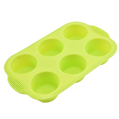 Silicone Muffin Tray with 6 Cups | Easy Clean Nonstick Muffin Mold for Cupcake & Cake Baking - ZOOMNSTORE