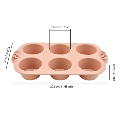 Silicone Muffin Tray with 6 Cups | Easy Clean Nonstick Muffin Mold for Cupcake & Cake Baking - ZOOMNSTORE