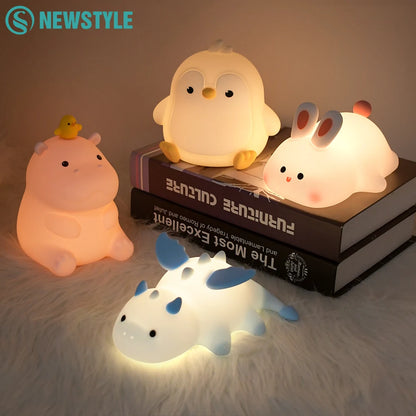 Silicone Night Light - Rechargeable Animal Night Lamp with Touch Sensor for Kids - ZOOMNSTORE