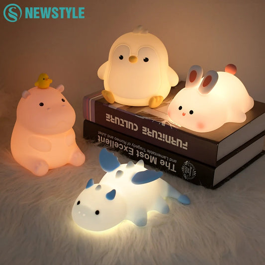 Silicone Night Light - Rechargeable Animal Night Lamp with Touch Sensor for Kids - ZOOMNSTORE