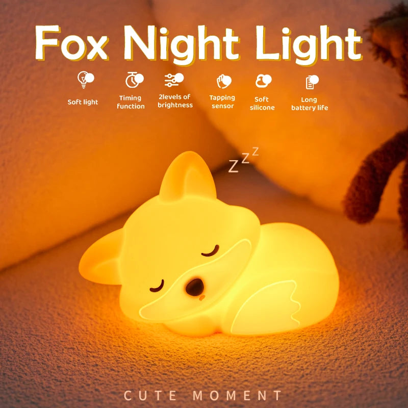 Silicone Night Light - Rechargeable Animal Night Lamp with Touch Sensor for Kids - ZOOMNSTORE