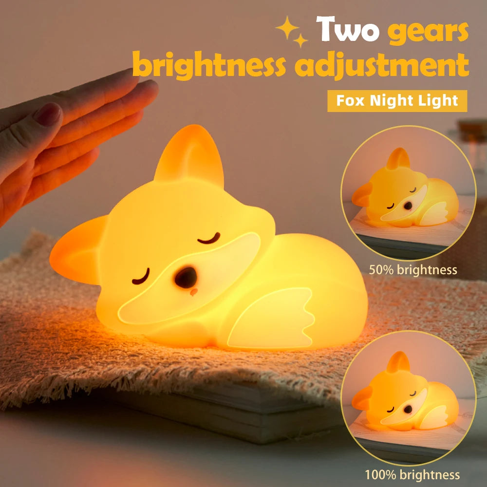 Silicone Night Light - Rechargeable Animal Night Lamp with Touch Sensor for Kids - ZOOMNSTORE