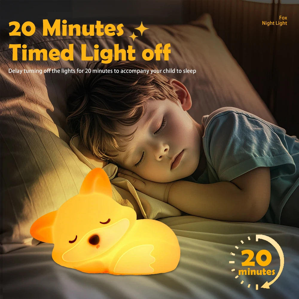 Silicone Night Light - Rechargeable Animal Night Lamp with Touch Sensor for Kids - ZOOMNSTORE