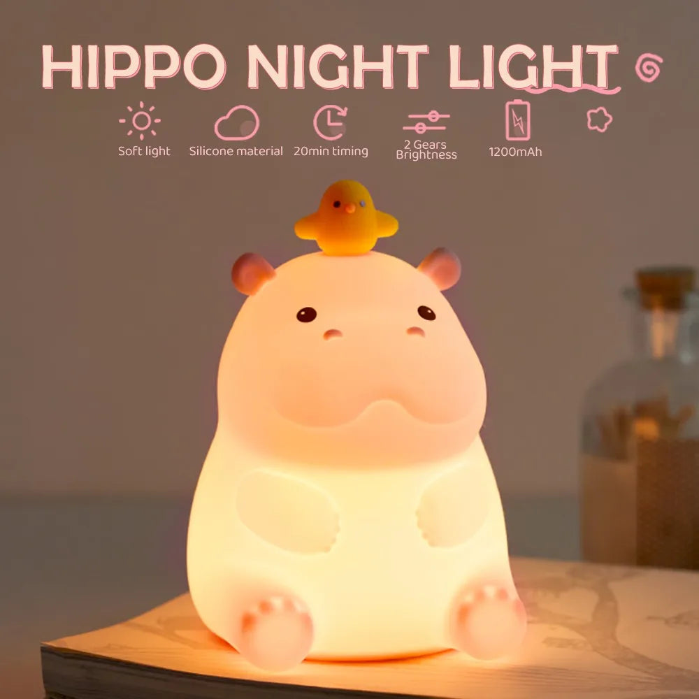 Silicone Night Light - Rechargeable Animal Night Lamp with Touch Sensor for Kids - ZOOMNSTORE