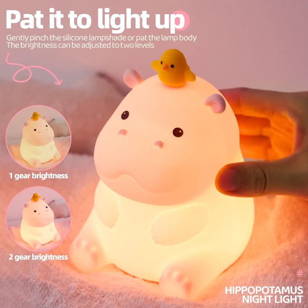 Silicone Night Light - Rechargeable Animal Night Lamp with Touch Sensor for Kids - ZOOMNSTORE