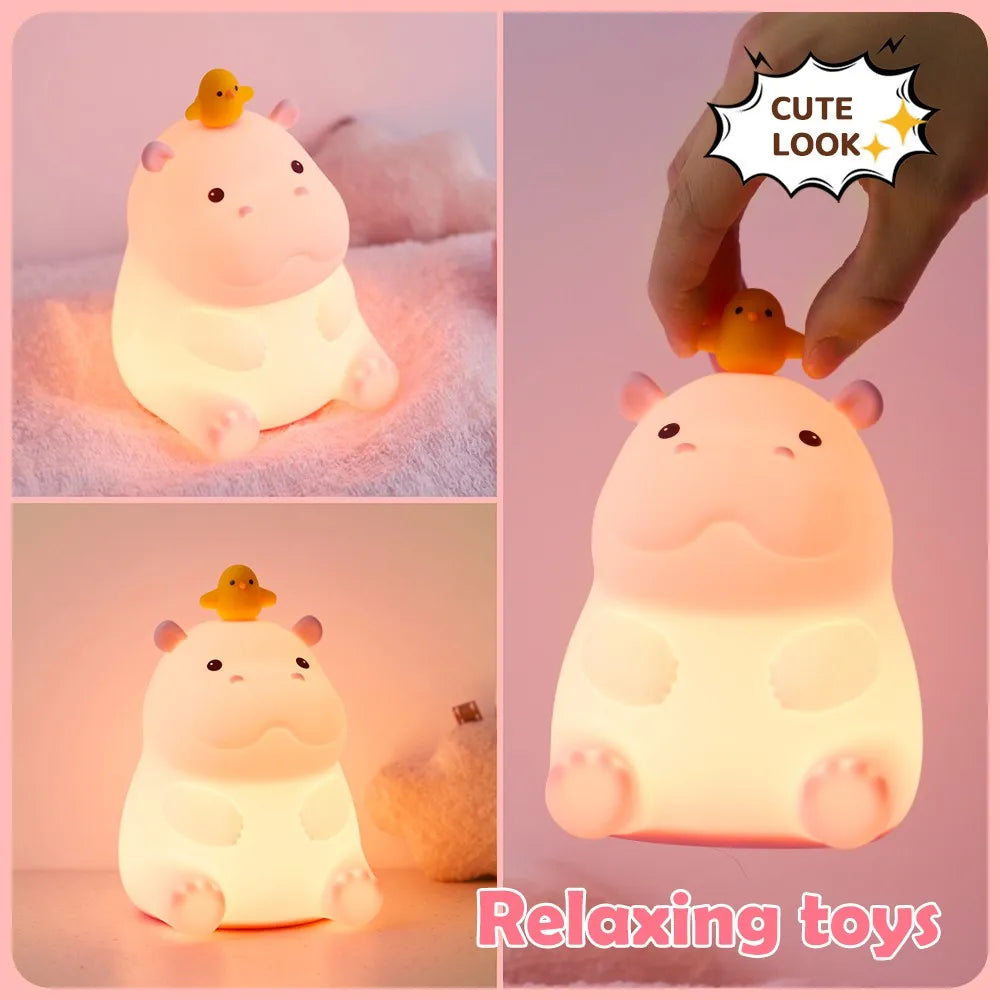 Silicone Night Light - Rechargeable Animal Night Lamp with Touch Sensor for Kids - ZOOMNSTORE