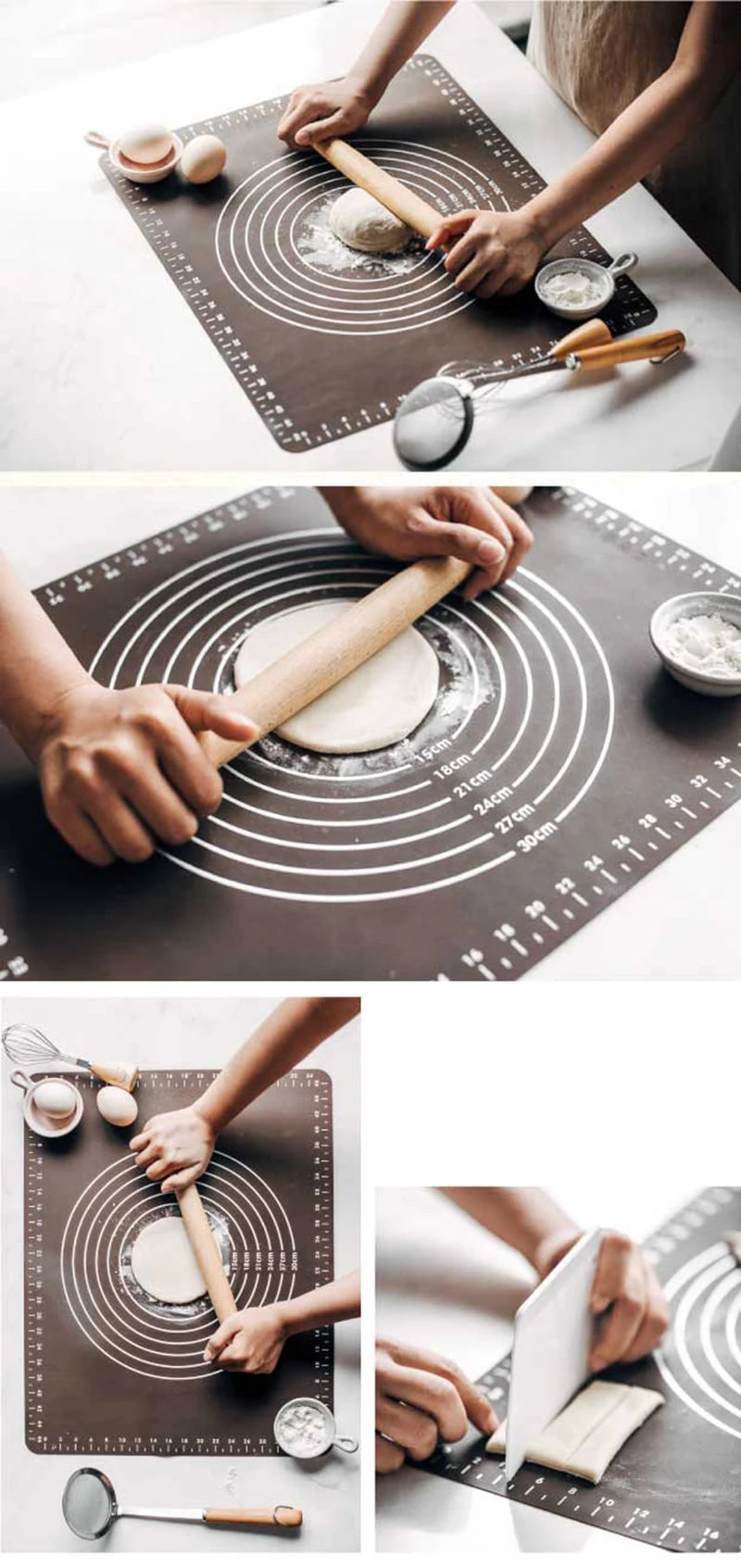 Silicone Pastry Mat | Non Stick Dough Rolling Pad - Eco Friendly Baking Mat 30x40cm - ZOOMNSTORE