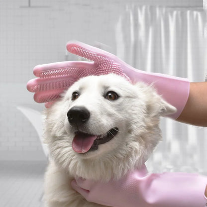 Silicone Pet Bathing Gloves - Dog  Cat Shampoo Brush - ZOOMNSTORE