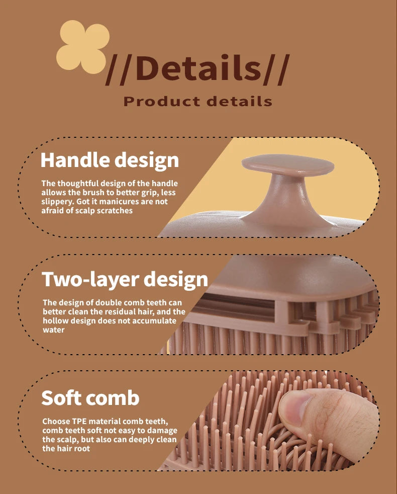 Silicone Shampoo Brush – Scalp Massage Comb for Hair Washing & Body Shower - ZOOMNSTORE