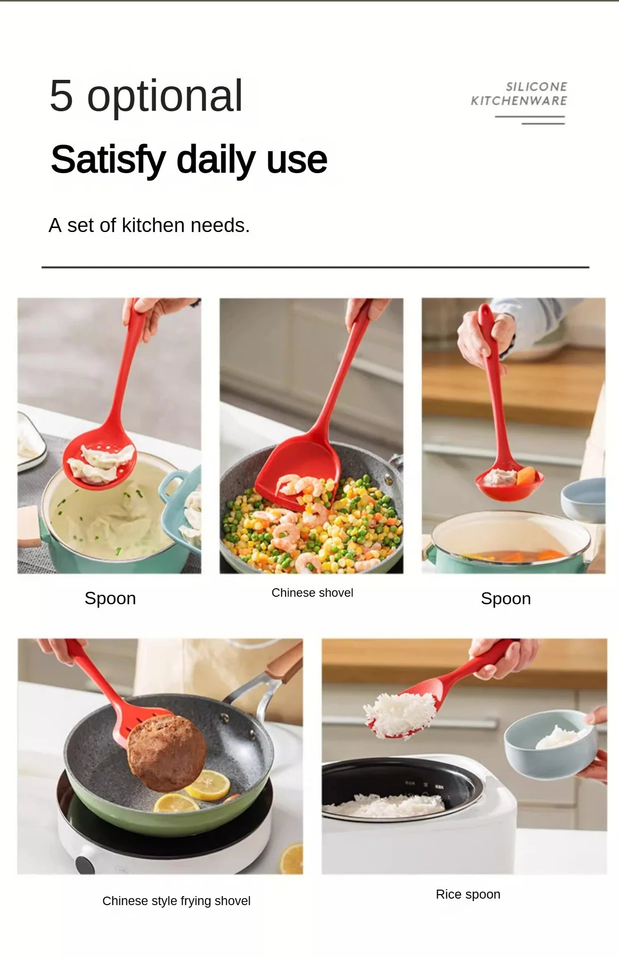 Silicone Spatula Set | 5-Piece Heat Resistant Kitchen Cooking Tool Set - ZOOMNSTORE