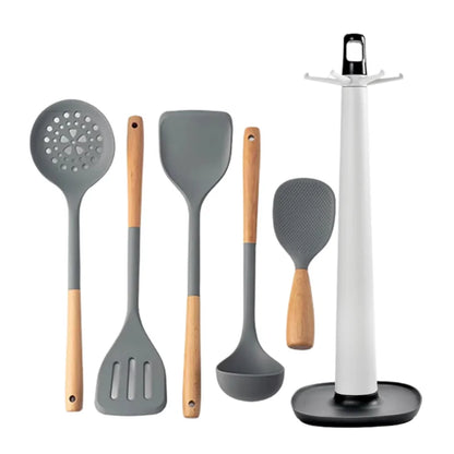 Silicone Spatula with Wooden Handle - Heat-Resistant Non-Stick Kitchen Tool - ZOOMNSTORE