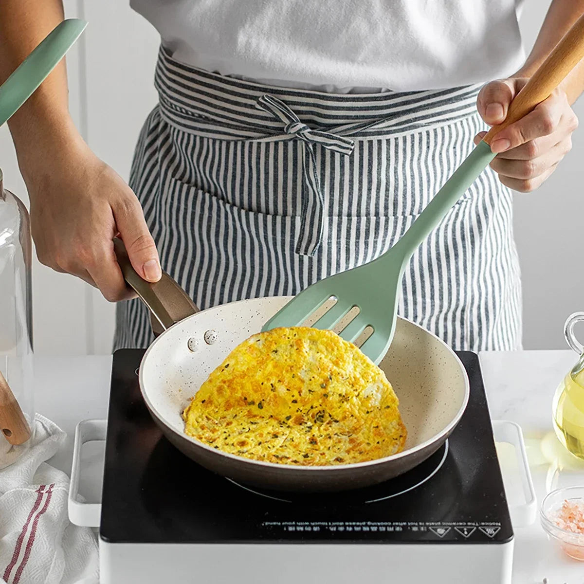 Silicone Spatula with Wooden Handle - Heat-Resistant Non-Stick Kitchen Tool - ZOOMNSTORE