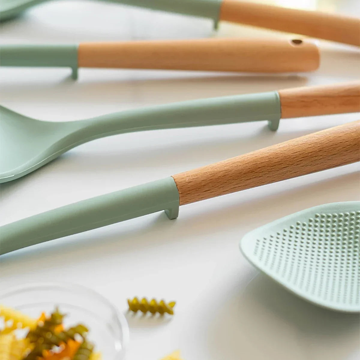 Silicone Spatula with Wooden Handle - Heat-Resistant Non-Stick Kitchen Tool - ZOOMNSTORE
