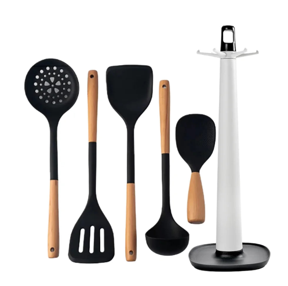 Silicone Spatula with Wooden Handle - Heat-Resistant Non-Stick Kitchen Tool - ZOOMNSTORE