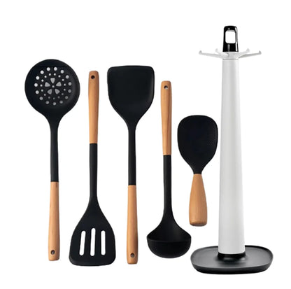 Silicone Spatula with Wooden Handle - Heat-Resistant Non-Stick Kitchen Tool - ZOOMNSTORE