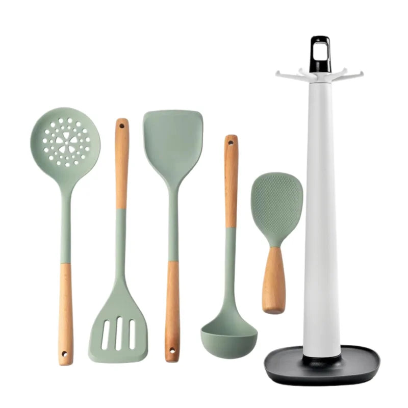 Silicone Spatula with Wooden Handle - Heat-Resistant Non-Stick Kitchen Tool - ZOOMNSTORE