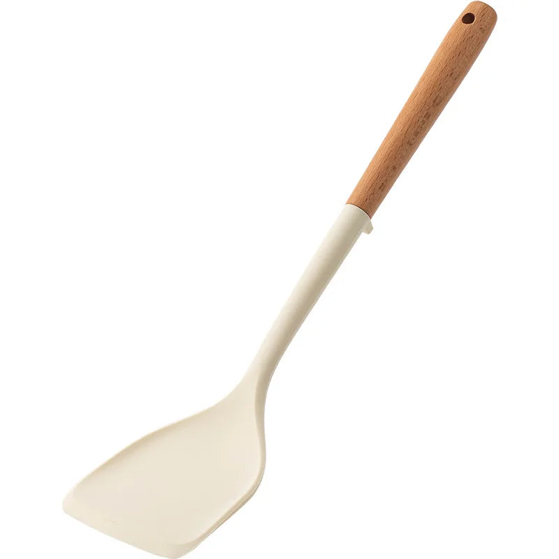 Silicone Spatula with Wooden Handle - Heat-Resistant Non-Stick Kitchen Tool - ZOOMNSTORE