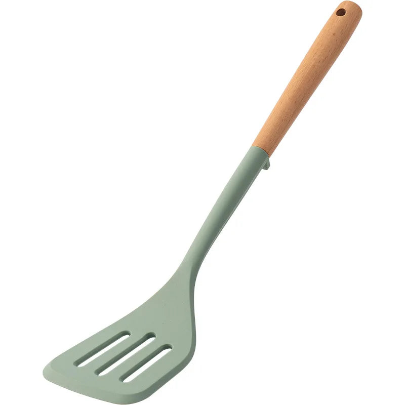 Silicone Spatula with Wooden Handle - Heat-Resistant Non-Stick Kitchen Tool - ZOOMNSTORE