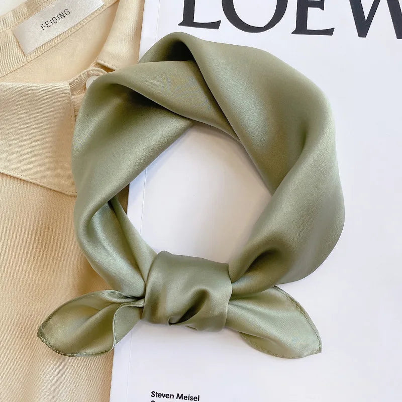 Silk Bandana Scarf - Luxury Square Wrap for Women High-Quality Kerchief Spring Fashion Shawl - ZOOMNSTORE