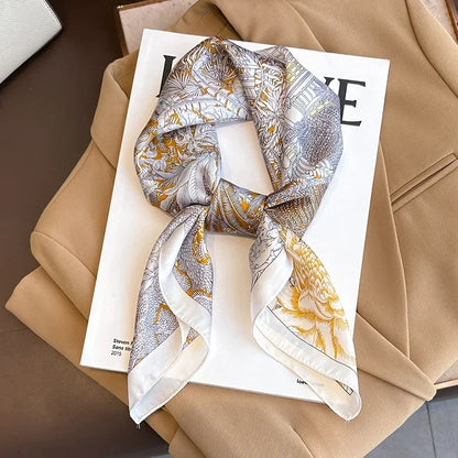 Luxury Silk Square Scarf - Womens Satin Neckerchief  Hair Wrap 2023 - ZOOMNSTORE