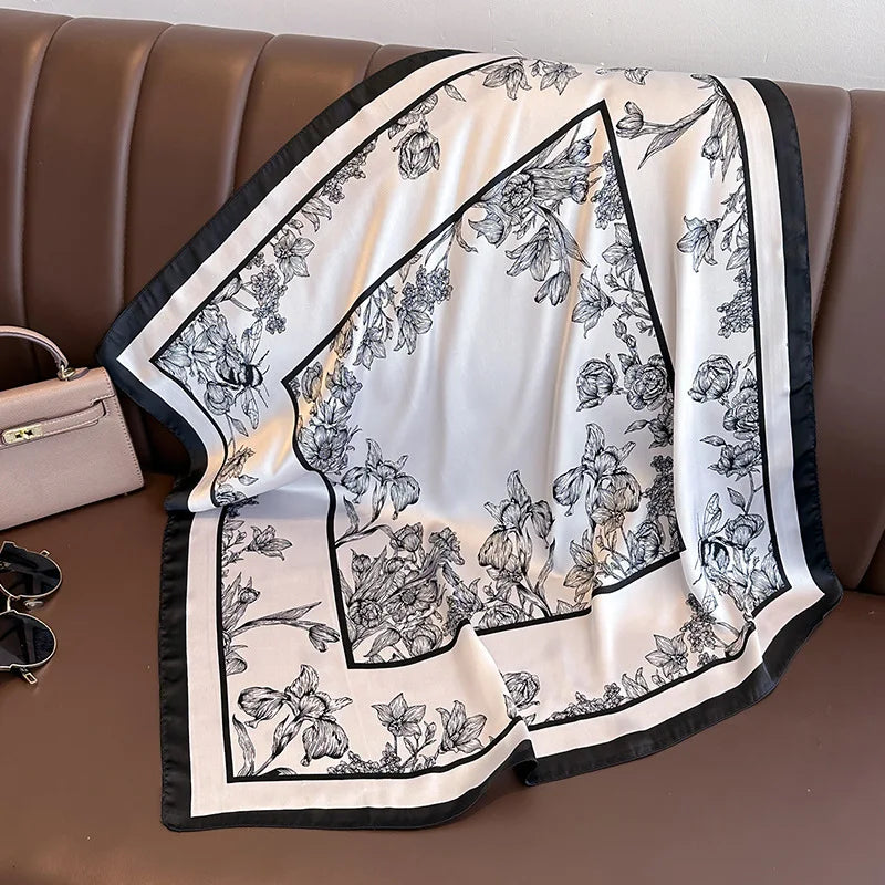 Luxury Silk Square Scarf - Womens Satin Neckerchief  Hair Wrap 2023 - ZOOMNSTORE