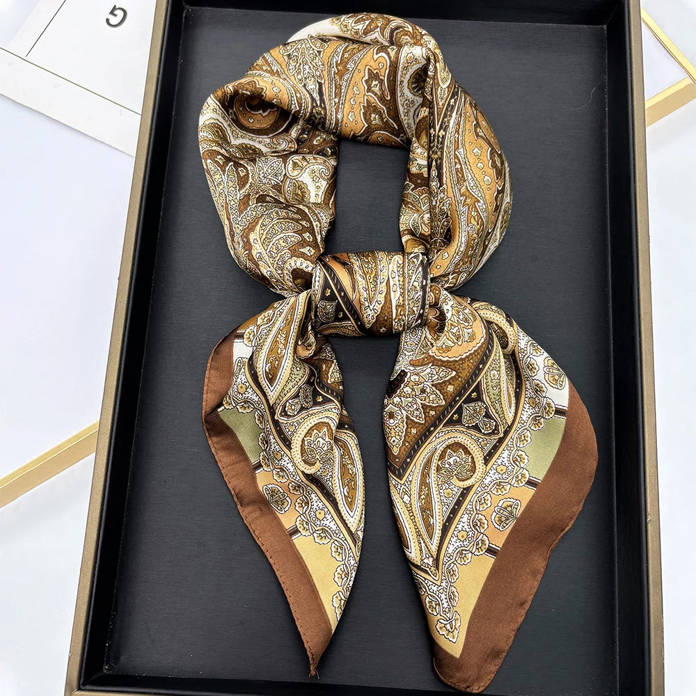 Luxury Silk Square Scarf - Womens Satin Neckerchief  Hair Wrap 2023 - ZOOMNSTORE