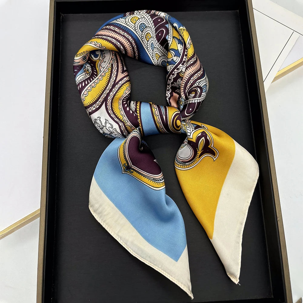 Luxury Silk Square Scarf - Womens Satin Neckerchief  Hair Wrap 2023 - ZOOMNSTORE