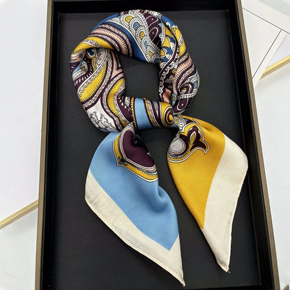 Luxury Silk Square Scarf - Womens Satin Neckerchief  Hair Wrap 2023 - ZOOMNSTORE