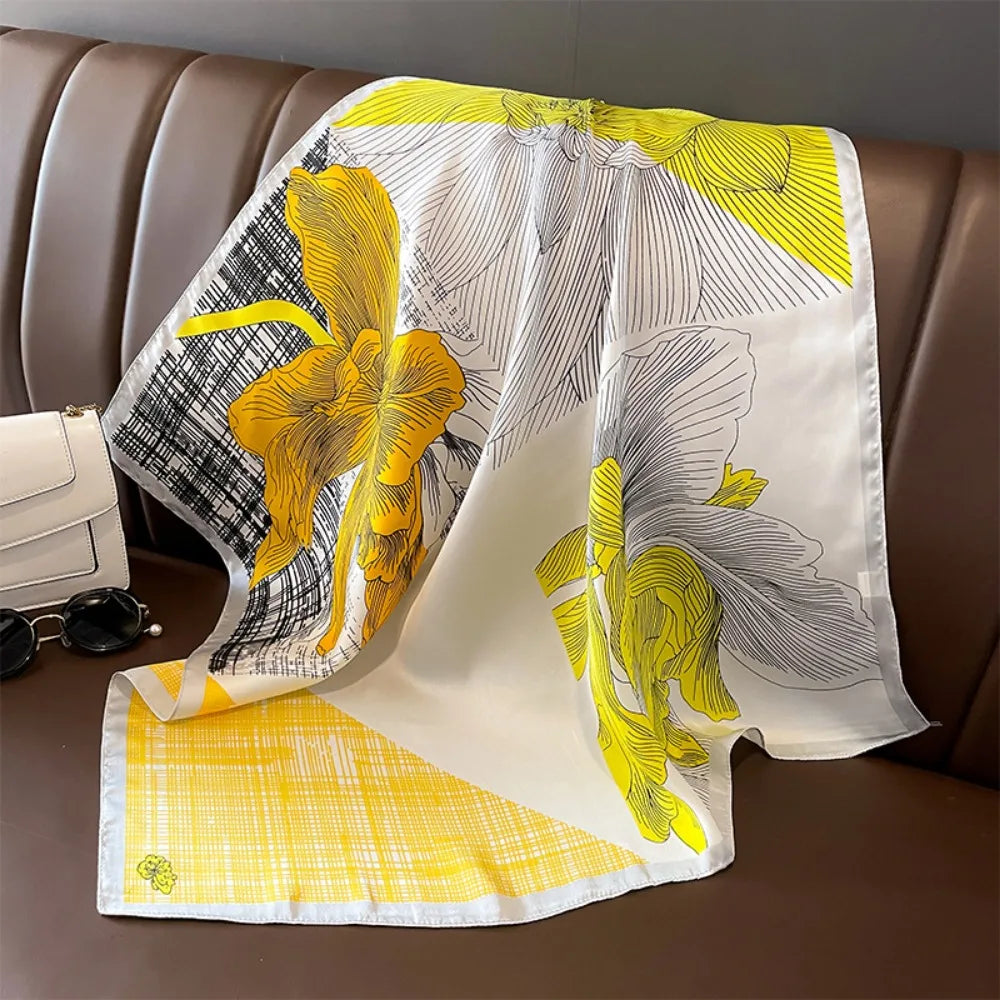 Luxury Silk Square Scarf - Womens Satin Neckerchief  Hair Wrap 2023 - ZOOMNSTORE