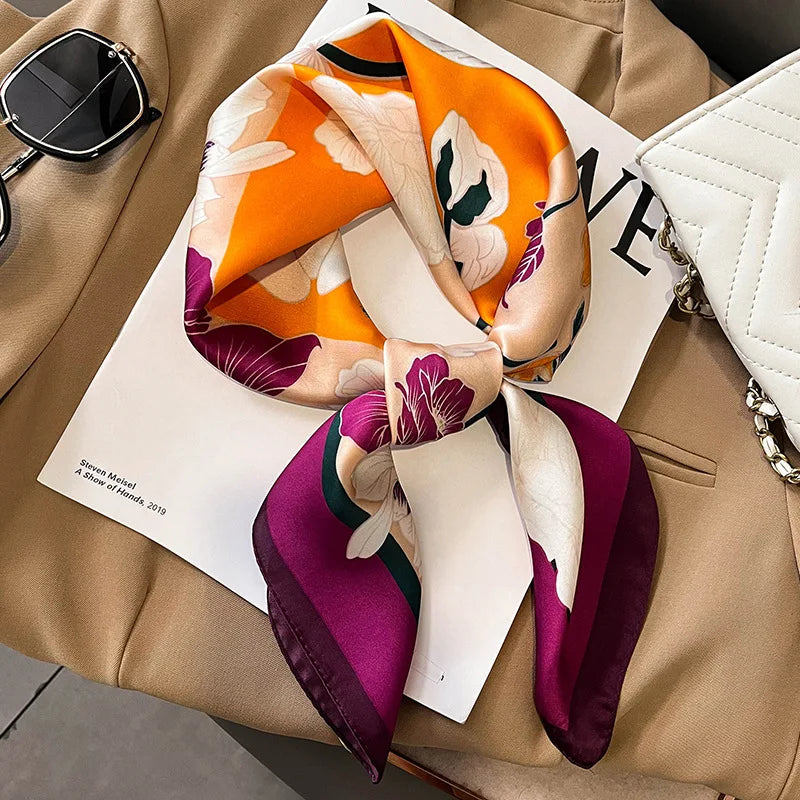Luxury Silk Square Scarf - Womens Satin Neckerchief  Hair Wrap 2023 - ZOOMNSTORE