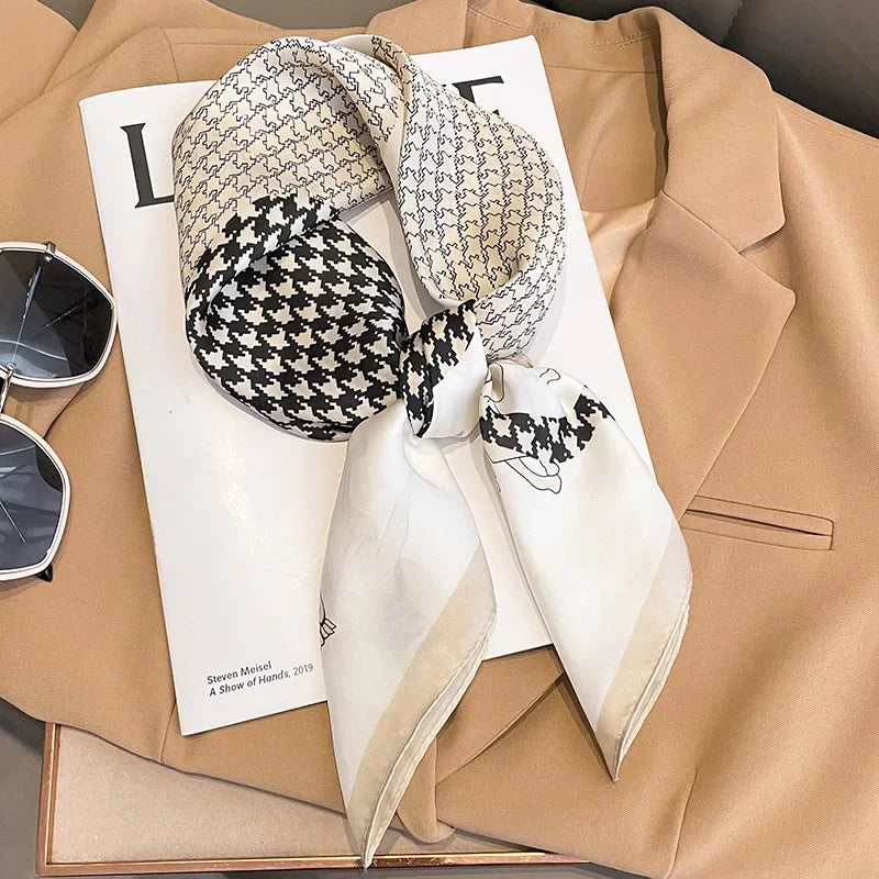 Luxury Silk Square Scarf - Womens Satin Neckerchief  Hair Wrap 2023 - ZOOMNSTORE