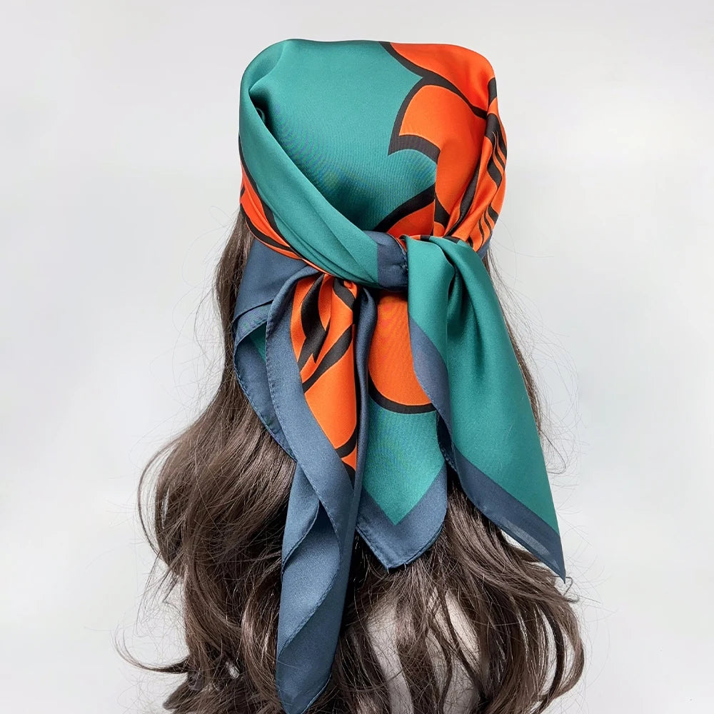 Luxury Silk Square Scarf - Womens Satin Neckerchief  Hair Wrap 2023 - ZOOMNSTORE