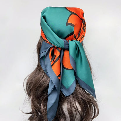 Luxury Silk Square Scarf - Womens Satin Neckerchief  Hair Wrap 2023 - ZOOMNSTORE