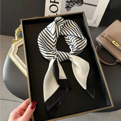 Luxury Silk Square Scarf - Womens Satin Neckerchief  Hair Wrap 2023 - ZOOMNSTORE