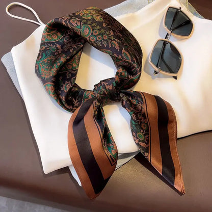 Luxury Silk Square Scarf - Womens Satin Neckerchief  Hair Wrap 2023 - ZOOMNSTORE