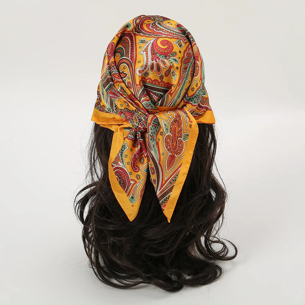 Luxury Silk Square Scarf - Womens Satin Neckerchief  Hair Wrap 2023 - ZOOMNSTORE