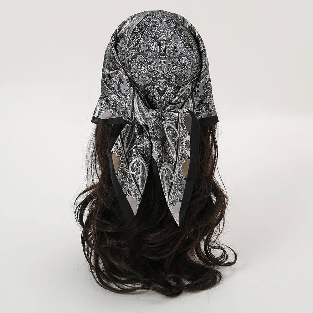 Luxury Silk Square Scarf - Womens Satin Neckerchief  Hair Wrap 2023 - ZOOMNSTORE