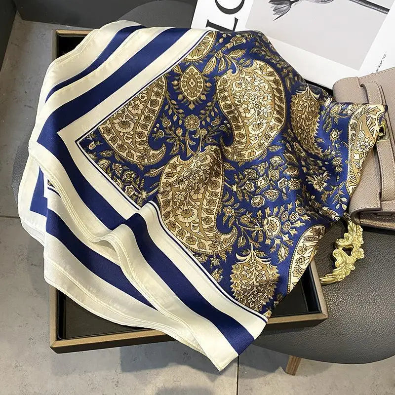 Luxury Silk Square Scarf - Womens Satin Neckerchief  Hair Wrap 2023 - ZOOMNSTORE