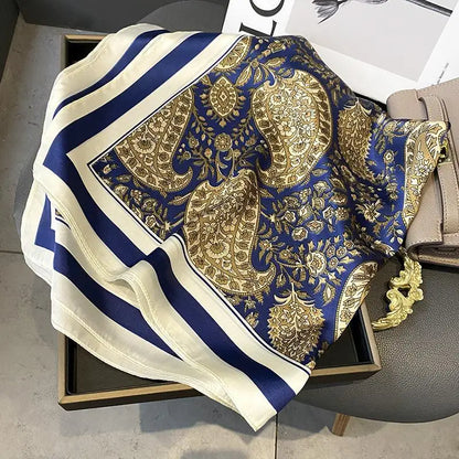 Luxury Silk Square Scarf - Womens Satin Neckerchief  Hair Wrap 2023 - ZOOMNSTORE
