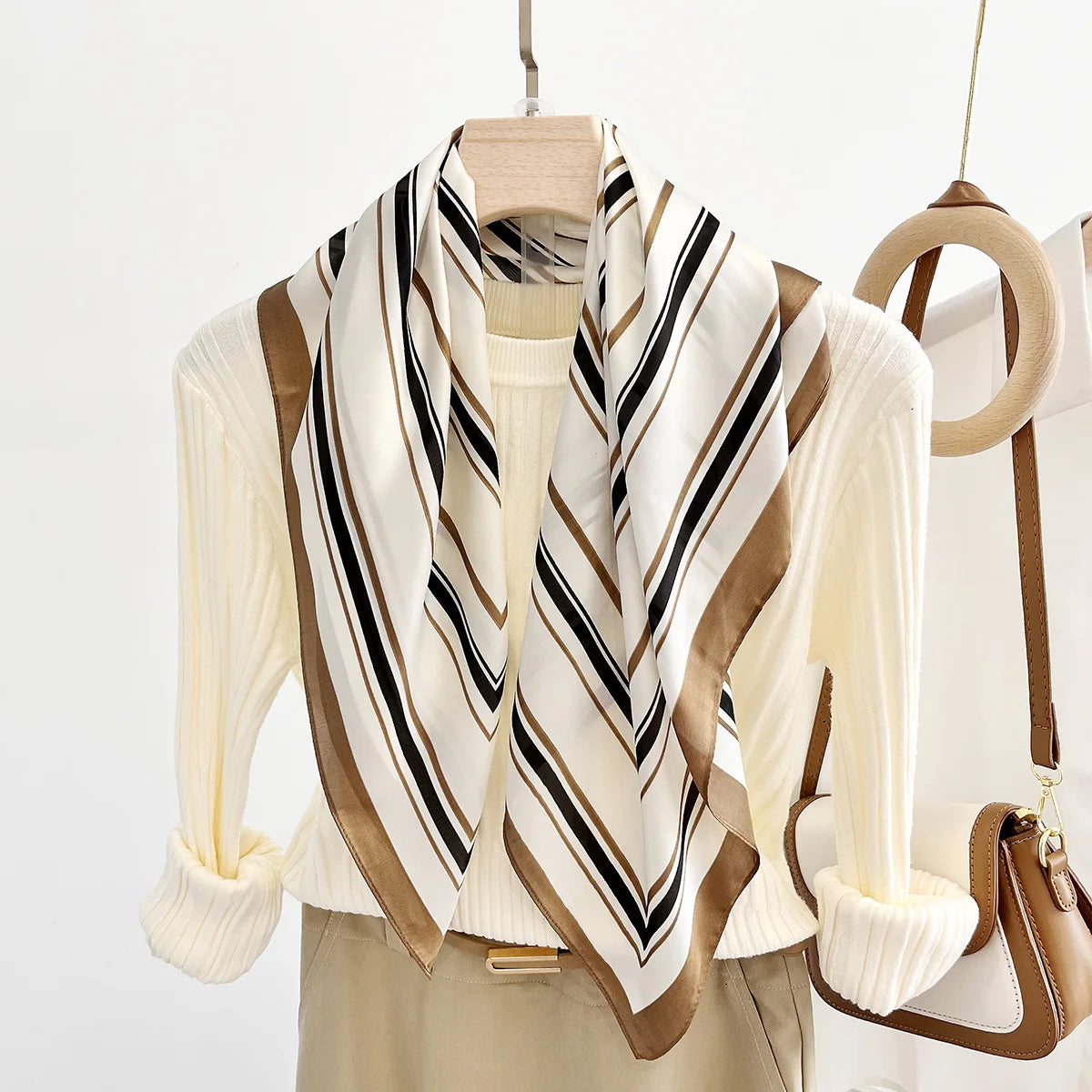 Luxury Silk Square Scarf - Womens Satin Neckerchief  Hair Wrap 2023 - ZOOMNSTORE