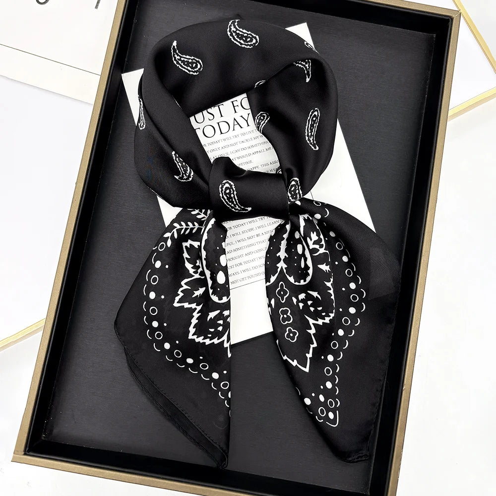 Luxury Silk Square Scarf - Womens Satin Neckerchief  Hair Wrap 2023 - ZOOMNSTORE