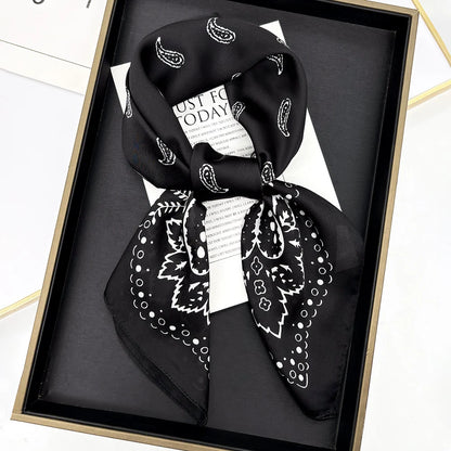 Luxury Silk Square Scarf - Womens Satin Neckerchief  Hair Wrap 2023 - ZOOMNSTORE