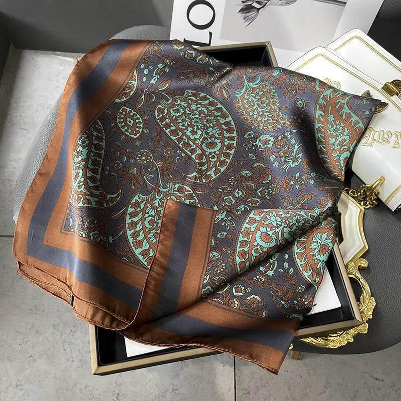 Luxury Silk Square Scarf - Womens Satin Neckerchief  Hair Wrap 2023 - ZOOMNSTORE