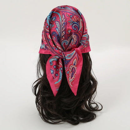 Luxury Silk Square Scarf - Womens Satin Neckerchief  Hair Wrap 2023 - ZOOMNSTORE