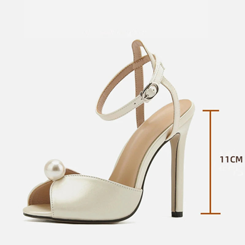 Silk Gladiator Sandals - Women Thin Heels Peep Toe Ankle Strap 11CM Heel Shoes - ZOOMNSTORE