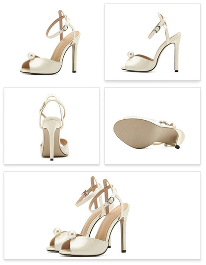 Silk Gladiator Sandals - Women Thin Heels Peep Toe Ankle Strap 11CM Heel Shoes - ZOOMNSTORE