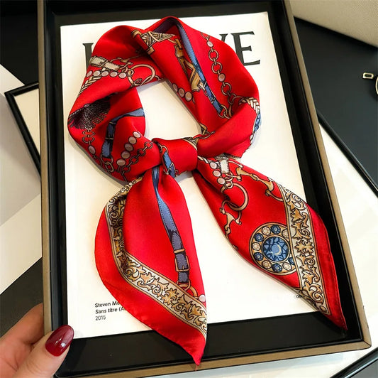 Luxury Silk Scarf - Chain Print Thin Neck Scarf for Women 70x70cm - ZOOMNSTORE