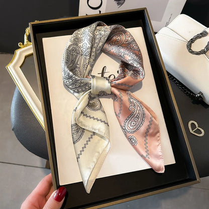 Luxury Silk Scarf - Chain Print Thin Neck Scarf for Women 70x70cm - ZOOMNSTORE