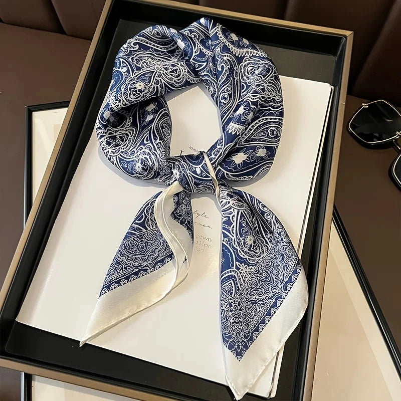 Luxury Silk Scarf - Chain Print Thin Neck Scarf for Women 70x70cm - ZOOMNSTORE