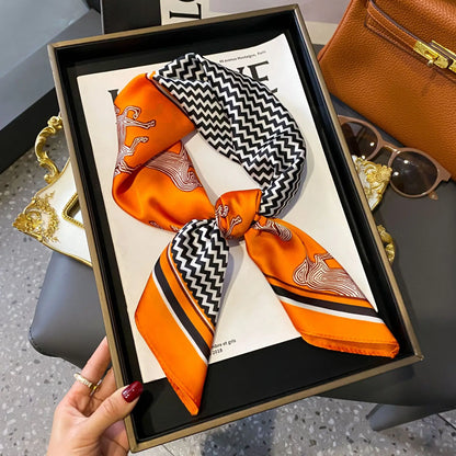 Luxury Silk Scarf - Chain Print Thin Neck Scarf for Women 70x70cm - ZOOMNSTORE